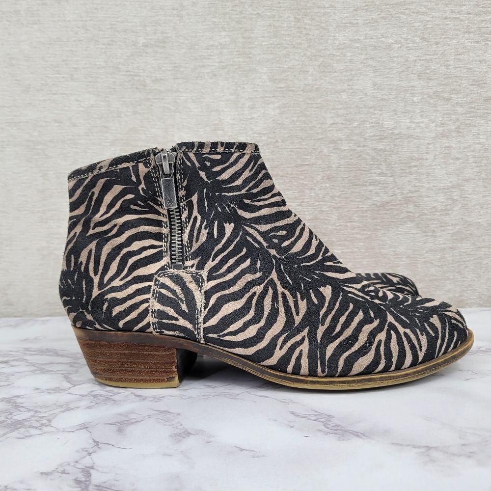 Lucky Brand Leather Zebra Animal Print Booties Women's Size 7.5